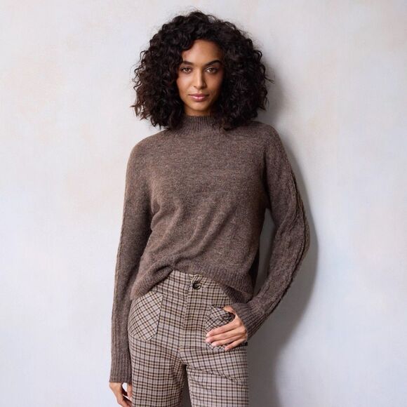 Women's LC Lauren Conrad Sweater Size Large Brown Mockneck Pullover NWT - Picture 1 of 11